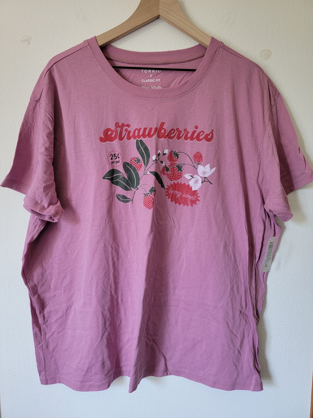 Torrid Pink "Strawberries" Graphic Tee Short Sleeve Plus Size 2X NWT